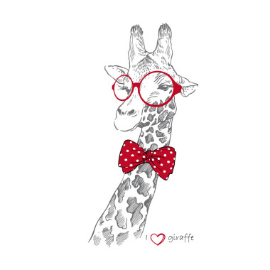 手工繪制的插圖的圓眼鏡的長頸鹿