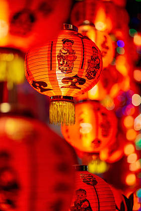唐人街的中国新年灯