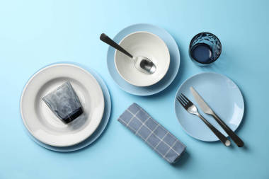 藍色背景的格調表，頂部視圖