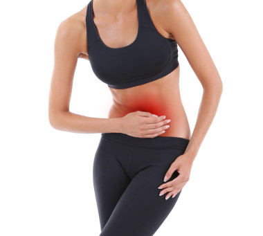 孤立在白色的腹部疼痛图片