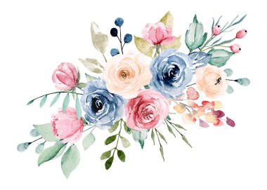 美麗的水彩花植物組成的婚禮或賀卡