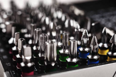 螺絲刀片斷集，宏，特寫，選擇性聚焦，螺絲刀頭