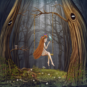 秋千上的小女孩