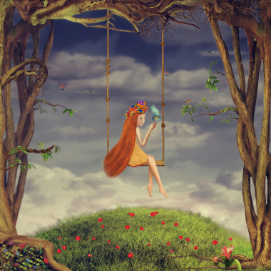 秋千上的小女孩