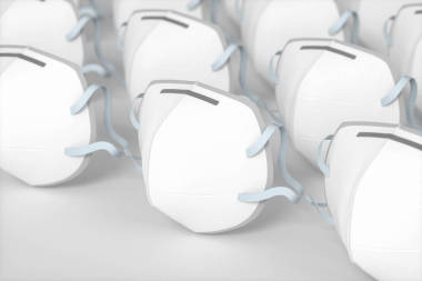 白色背景的醫(yī)療面罩，3D渲染