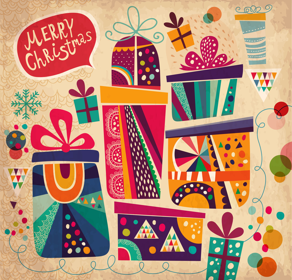 圣诞快乐和新年快乐卡礼品盒图片 圣诞快乐和新年快乐卡礼品盒图片