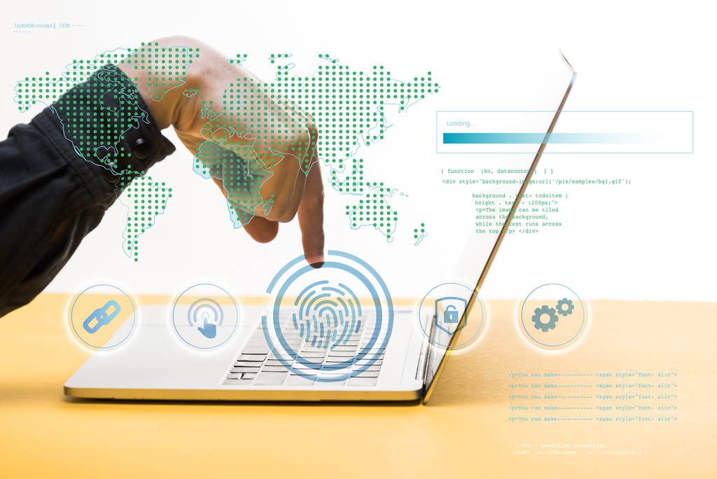 黑客在网络图标附近用手指指指笔记本电脑的剪贴图片,内容是白色的网络安全概念   黑客在网络图标附近用手指指指笔记本电脑的剪贴图片,内容是白色的网络安全概念