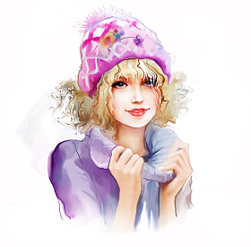 温暖的衣服的年轻女子图片