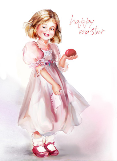 老式的女孩與復(fù)活節(jié)彩蛋