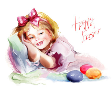 复活节彩蛋的女孩.图片