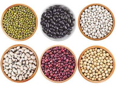 集合設(shè)置的各種干的豆類扁豆豆木碗