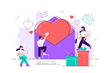 大信封里的心和小人物圖片