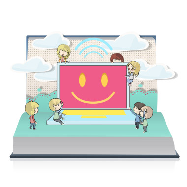 孩子般印在書上的一顆心。矢量設(shè)計