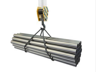 起重机吊钩和管道。3d图片