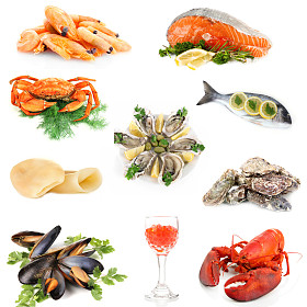 孤立在白色的海鲜图片