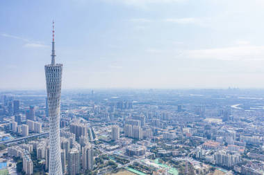 广州市塔台，中国广州，航拍图片
