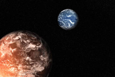 太陽系的行星聚集在一起地球和火星都有大氣層科幻小說墻紙i的元素