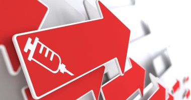 紅色箭頭上的注射器圖標(biāo)