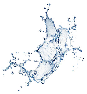 蓝色的水溅隔离