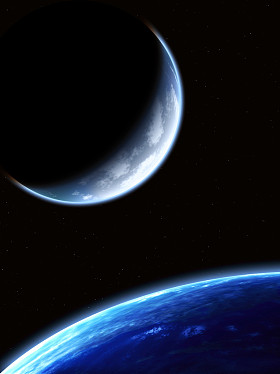 有两个行星的太空场景