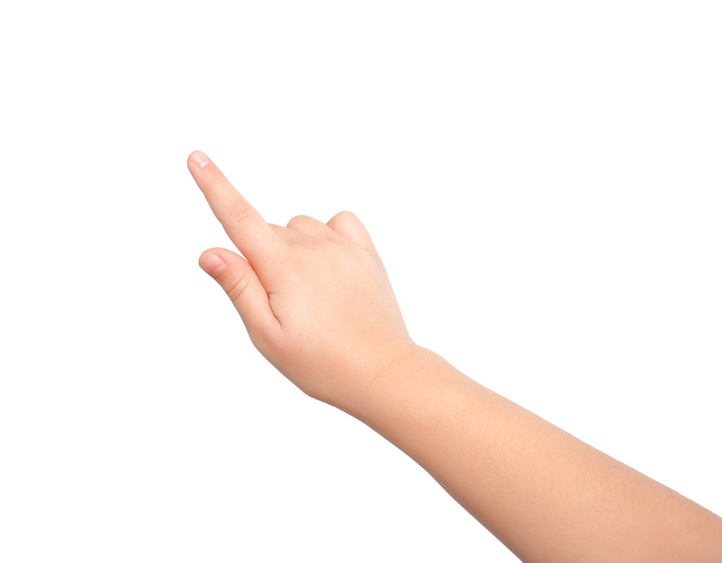 孤立的子的手触摸或者指向某事物 孤立的子的手触摸或者指向某事物