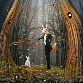 狐狸和兔子照片