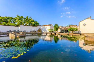 蘇州園林，中國(guó)城市背景照片
