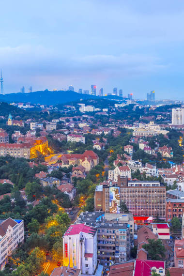青島市風景與天際線圖片