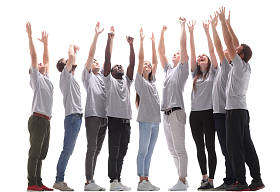 快乐的年轻人伸出手来图片