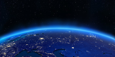 俄羅斯和烏克蘭城市的燈光映射