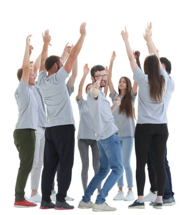 一群不同的年轻人站在一起.图片