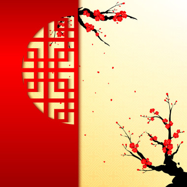 中國農(nóng)歷新年櫻桃開花背景
