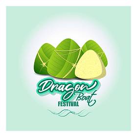 中国端午节的矢量图解.巨大的米布丁被美丽的天空环绕