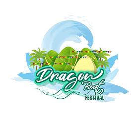 中国端午节的矢量图片说明。巨大的米布丁被树木环绕，美丽的天空装饰着五彩斑斓的褶皱和水. 