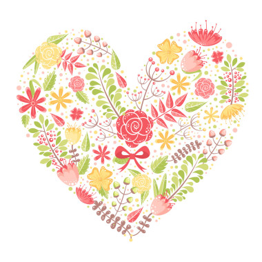 美丽的花的心明信片图片