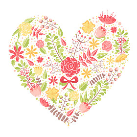 美丽的花的心明信片图片