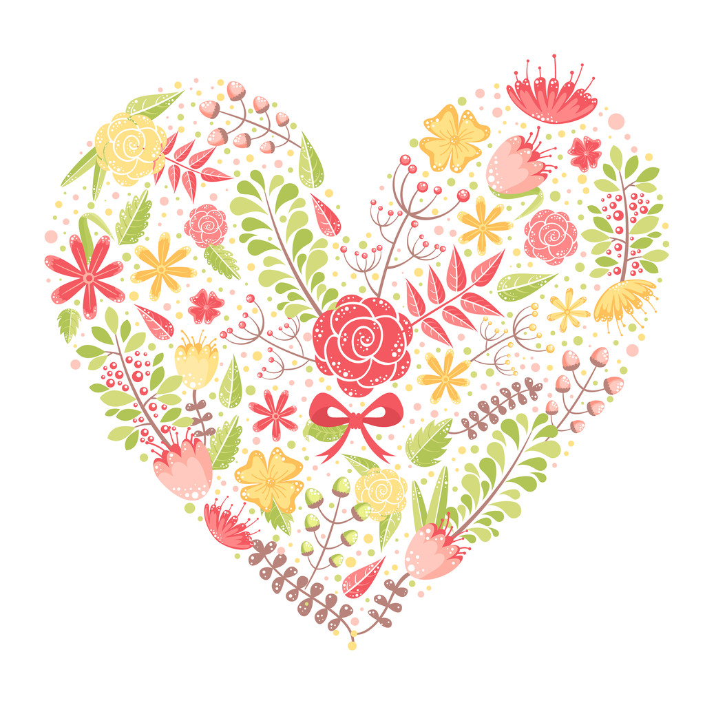 美丽的花的心明信片图片