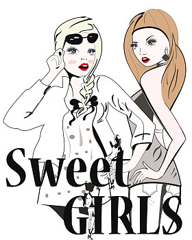 草绘的年轻时尚女孩