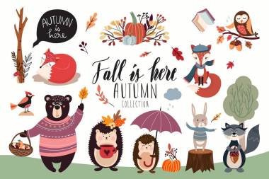 秋收与手绘季节元素,病媒设计