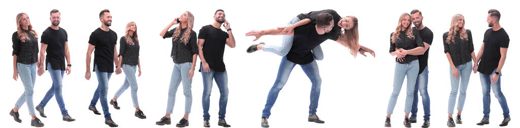 一对快乐的年轻人的照片拼贴图片 一对快乐的年轻人的照片拼贴图片