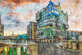 荷兰赞丹市，各种荷兰建筑风格的建筑相互交融，使这栋建筑在其性别上独树一帜