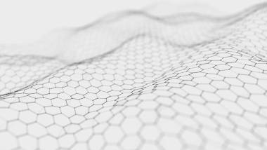 未来派白色六边形背景。未来派蜂巢概念。粒子波。3d 渲染