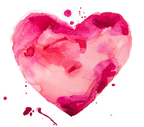 The heart of watercolor. Concepts - love, relationships, art, painting