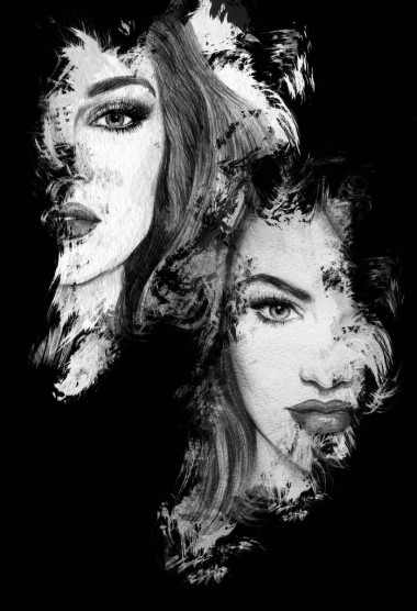 美麗的女人。水彩插圖圖片