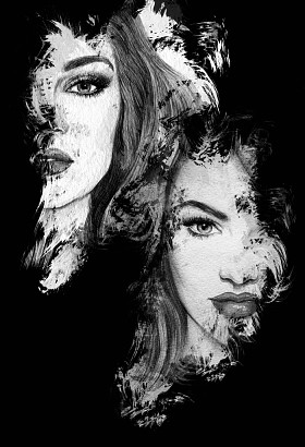 美丽的女人。水彩插图图片