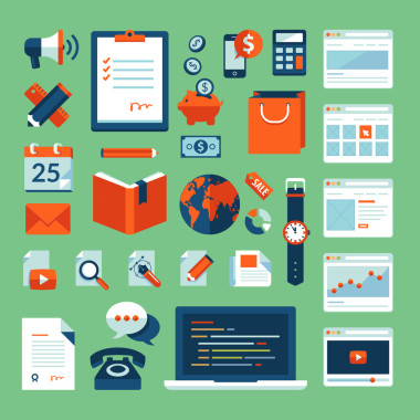 平面设计矢量图概念图标集的业务工作元素