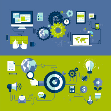 平面設(shè)計(jì)矢量圖概念的響應(yīng) web 設(shè)計(jì)和互聯(lián)網(wǎng)廣告工作過(guò)程