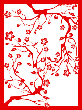 红李子花剪纸照片