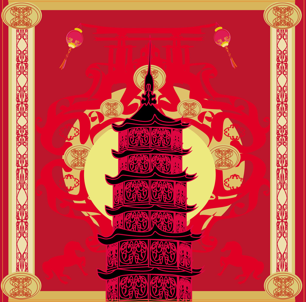 农历新年骏马，抽象圣诞贺卡