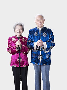 高级的中国夫妇的肖像